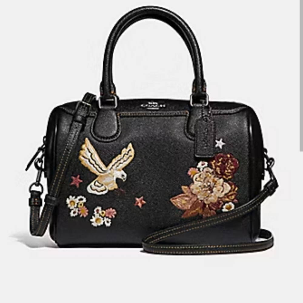 COACH TATTOO EMBROIDERY MINI BENNETT SATCHEL BLACK/MULTI 31430 LIMITED EDITION